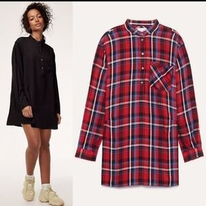 Aritzia Wilfred Free Lucy Plaid Long Sleeve Dress XS